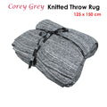 J.elliot Corey Grey Throw Rug 125 x 150 cm - Knitted Design, Machine Washable - SuperSaverAU - view 2