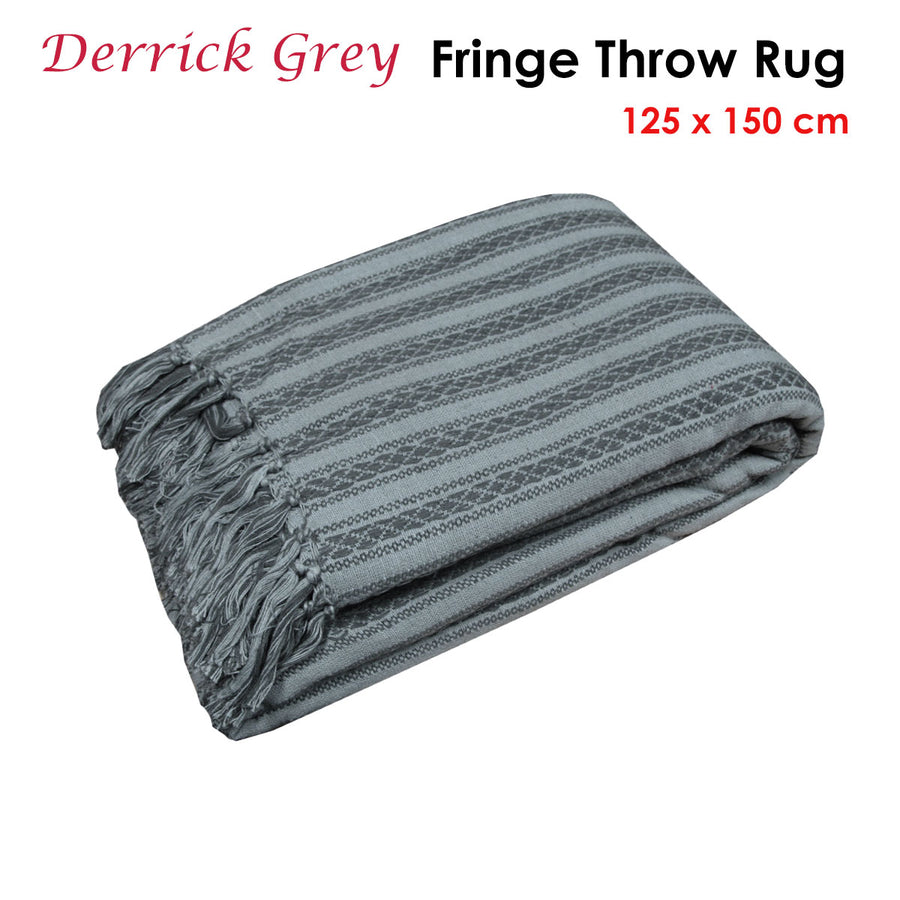 J.Elliot Home Derrick Grey Throw Rug 125 x 150 cm - Knitted Design, Polyester - SuperSaverAU - view 1