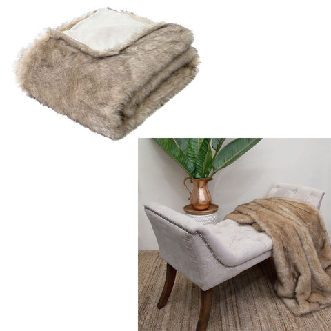 J Elliot Home Brown Fox Luxury Faux Fur Throw 130 x 160cm - Soft Polyester - SuperSaverAU - view 1