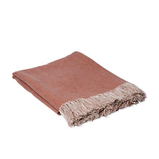 J.elliot Idris Cotton Throw Blanket 125 x 150 cm Dusty Pink with Fringe Edges