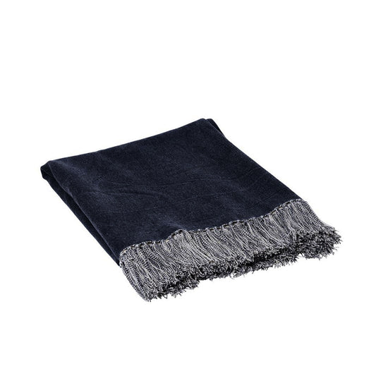 J.elliot Idris Cotton Sofa Bed Throw Rug Blanket 125 x 150 cm - Indigo