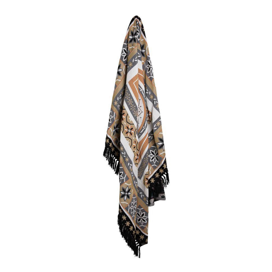 J Elliot Home Kasbah Luxury Fringe Throw 130 x 160cm Black - Versatile Design - SuperSaverAU - view 1