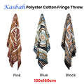 J Elliot Home Kasbah Luxury Fringe Throw 130 x 160cm Blue - Versatile Design - SuperSaverAU - view 2