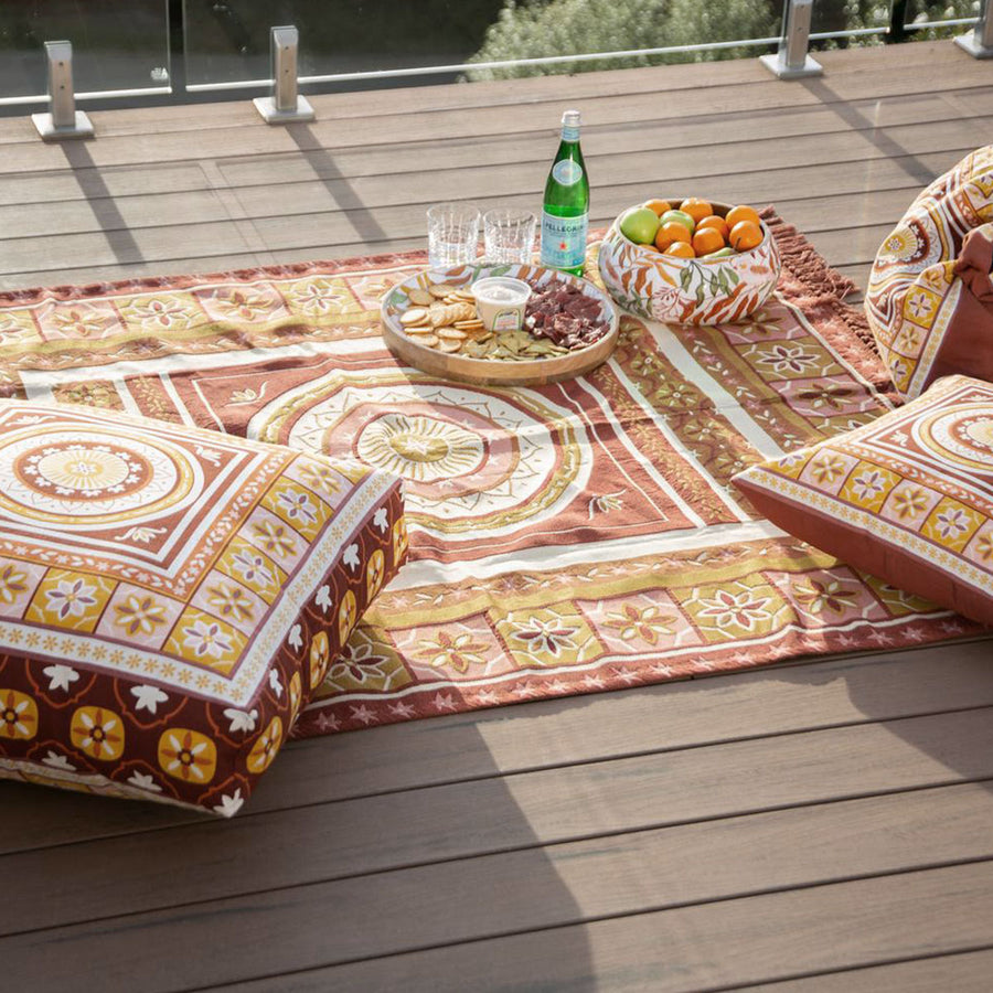 J Elliot Home Kasbah Luxury Fringe Throw 130 x 160cm - Pink, Versatile Design - SuperSaverAU - view 1