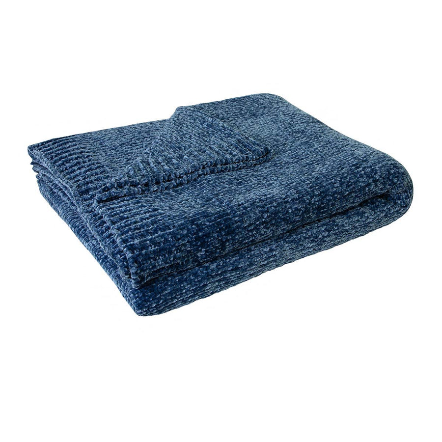 J Elliot Home Leslie Chenille Throw 130 x 160 cm Steel Blue - Soft Touch Polyester - SuperSaverAU - view 1