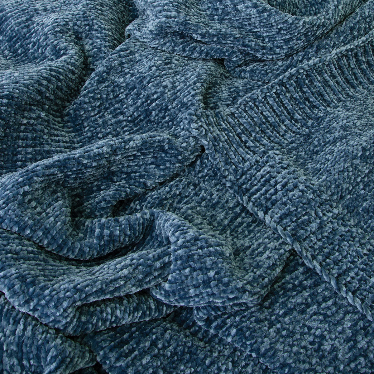 J Elliot Home Leslie Chenille Throw 130 x 160 cm Steel Blue - Soft Touch Polyester - SuperSaverAU - view 2