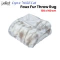 J Elliot Home Lynx Wild Cat Faux Fur Throw Rug 130 x 160cm - Ivory & Taupe - SuperSaverAU - view 2