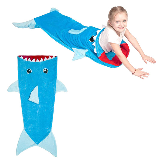 Mermaid Tail Shark Soft Blanket Throw 50 x 140 cm - Kids Size, Embossed Design