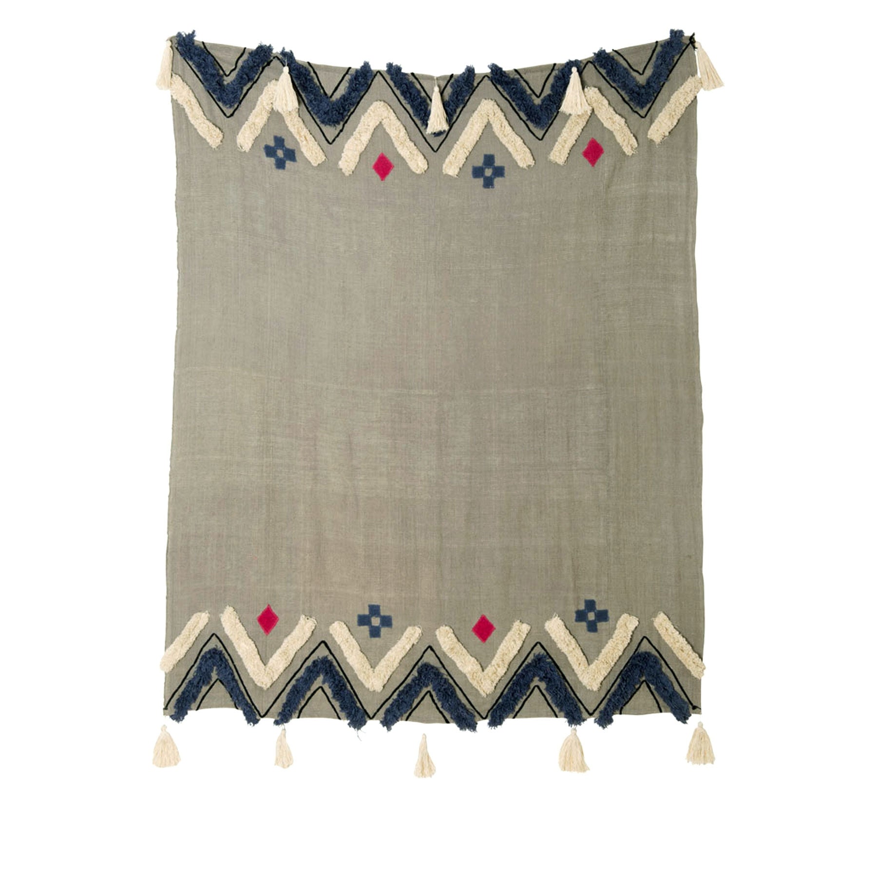 J.Elliot Home Merryn Cotton Sofa Bed Throw Rug 125 x 150 cm - Grey Multi Tassel - SuperSaverAU - view 1