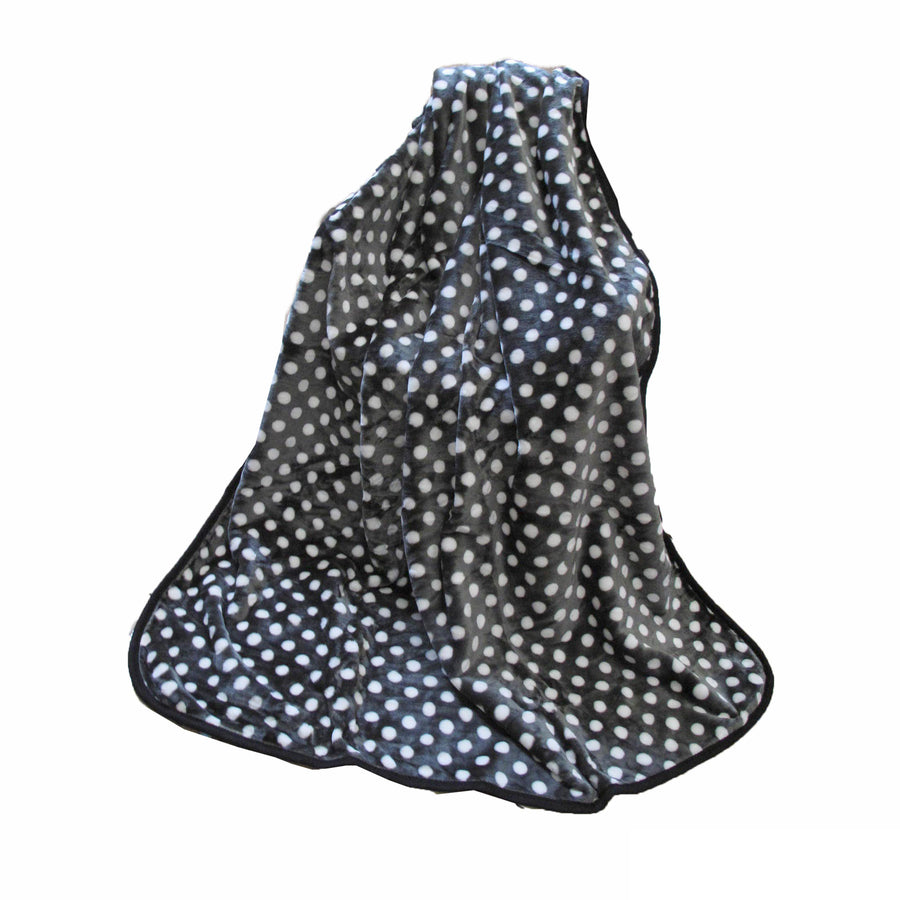 IDC Homewares Extra Large Mink Throw Rug Polka Dots 150 x 200 cm Grey - SuperSaverAU - view 1
