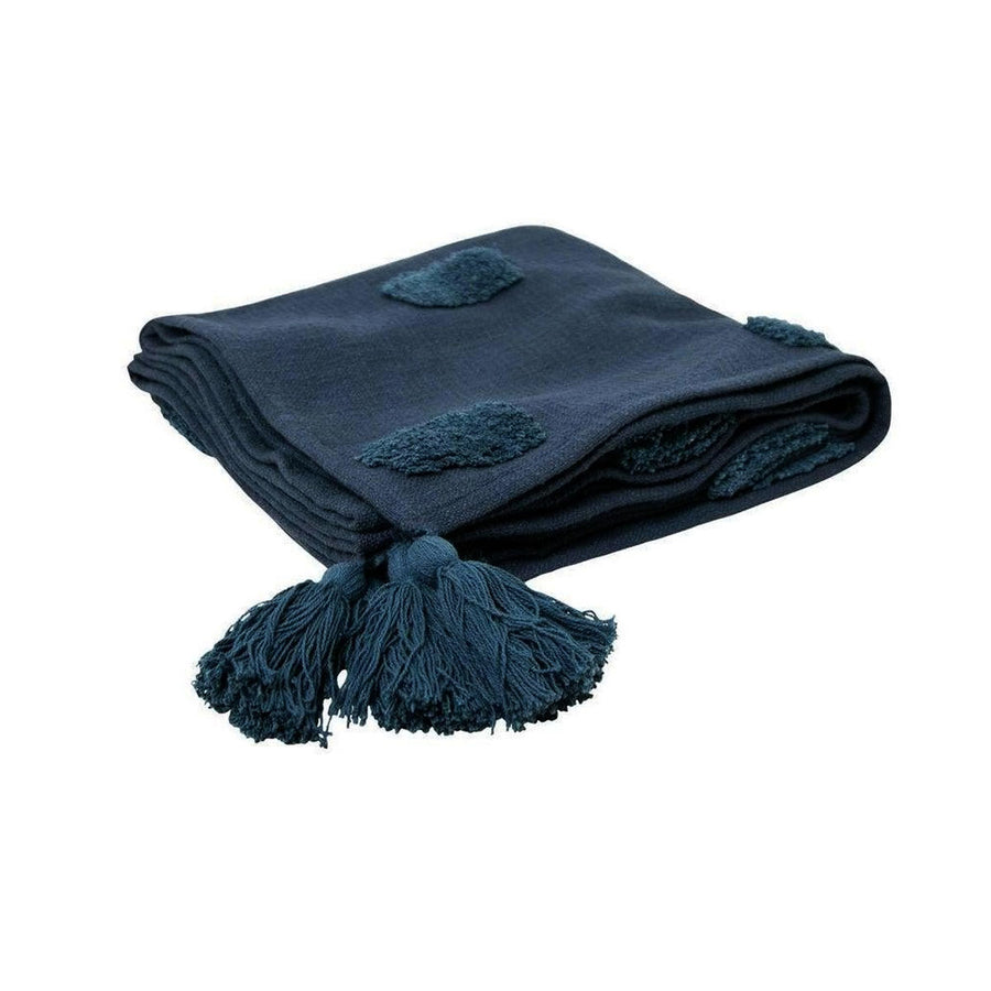 J Elliot Home Quinn 100% Cotton Textured Throw 130 x 160 cm Indigo - SuperSaverAU - view 1