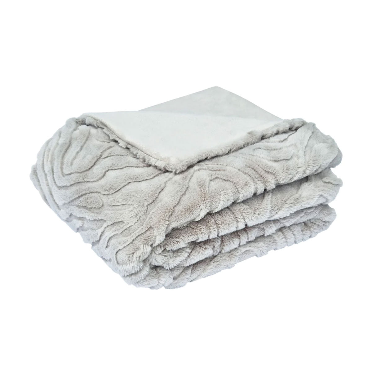 J Elliot Home Rita Wave Design Embossed Throw Rug 130 x 160cm Silver Grey - SuperSaverAU - view 1