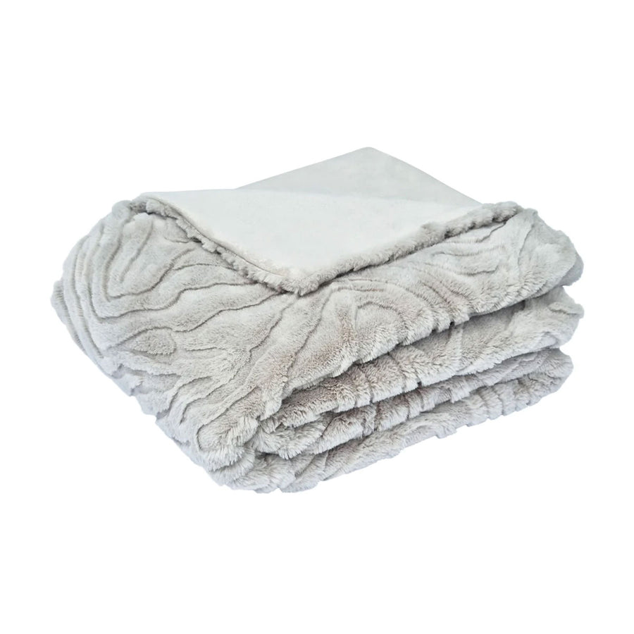 J Elliot Home Rita Wave Design Embossed Throw Rug 130 x 160cm Silver Grey - SuperSaverAU - view 1