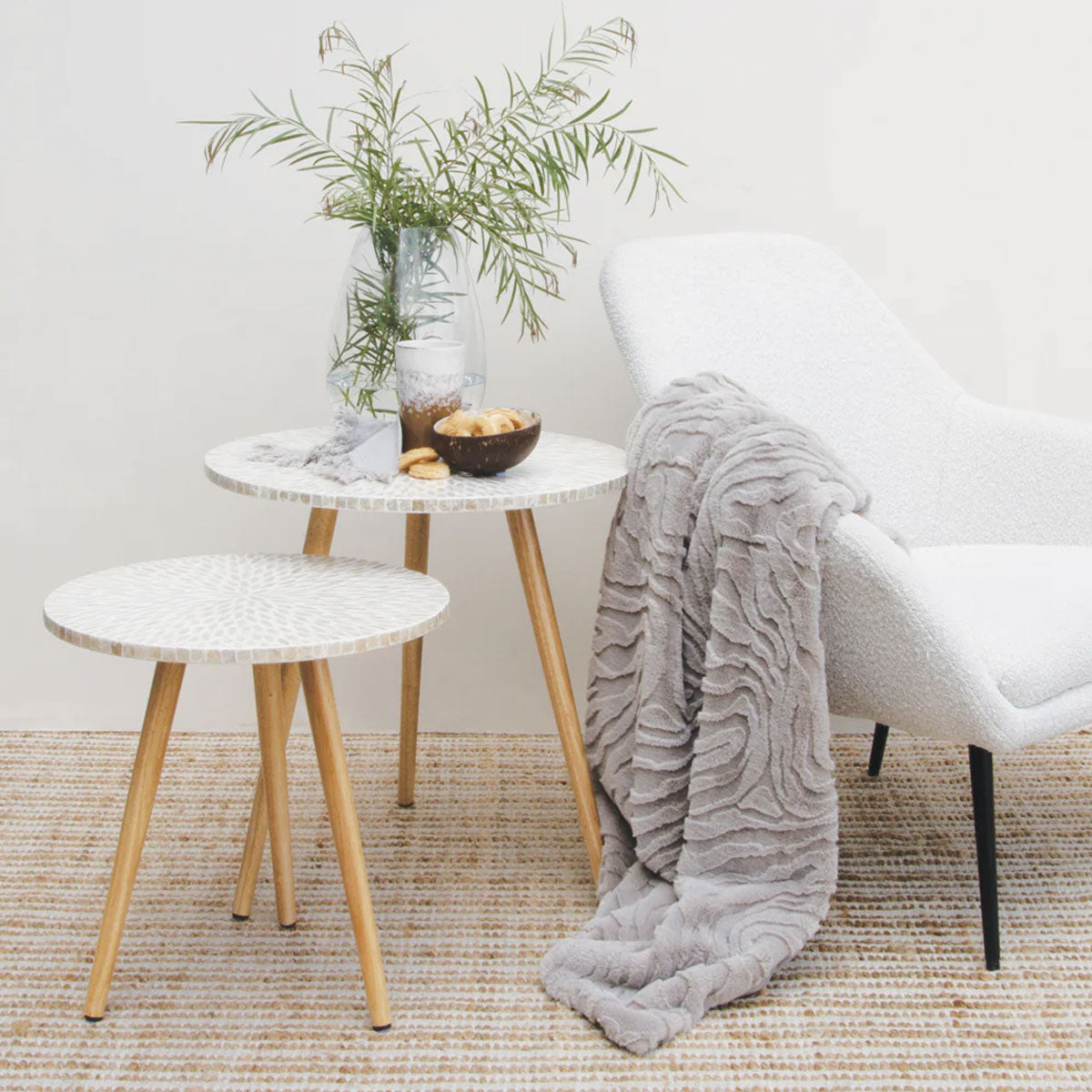 J Elliot Home Rita Wave Design Embossed Throw Rug 130 x 160cm Silver Grey - SuperSaverAU - view 4
