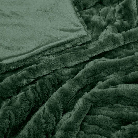 J Elliot Home Rita Wave Design Embossed Throw Rug 130 x 160cm - Sea Kelp