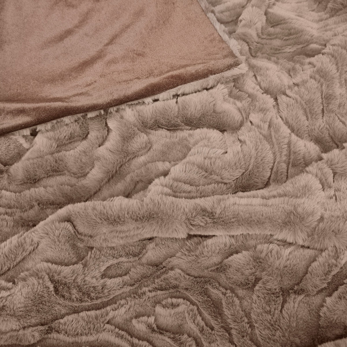 J Elliot Home Rita Wave Design Embossed Throw Rug 130 x 160cm - Woodsmoke - SuperSaverAU - view 2