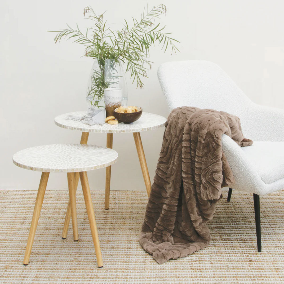 J Elliot Home Rita Wave Design Embossed Throw Rug 130 x 160cm - Woodsmoke - SuperSaverAU - view 3