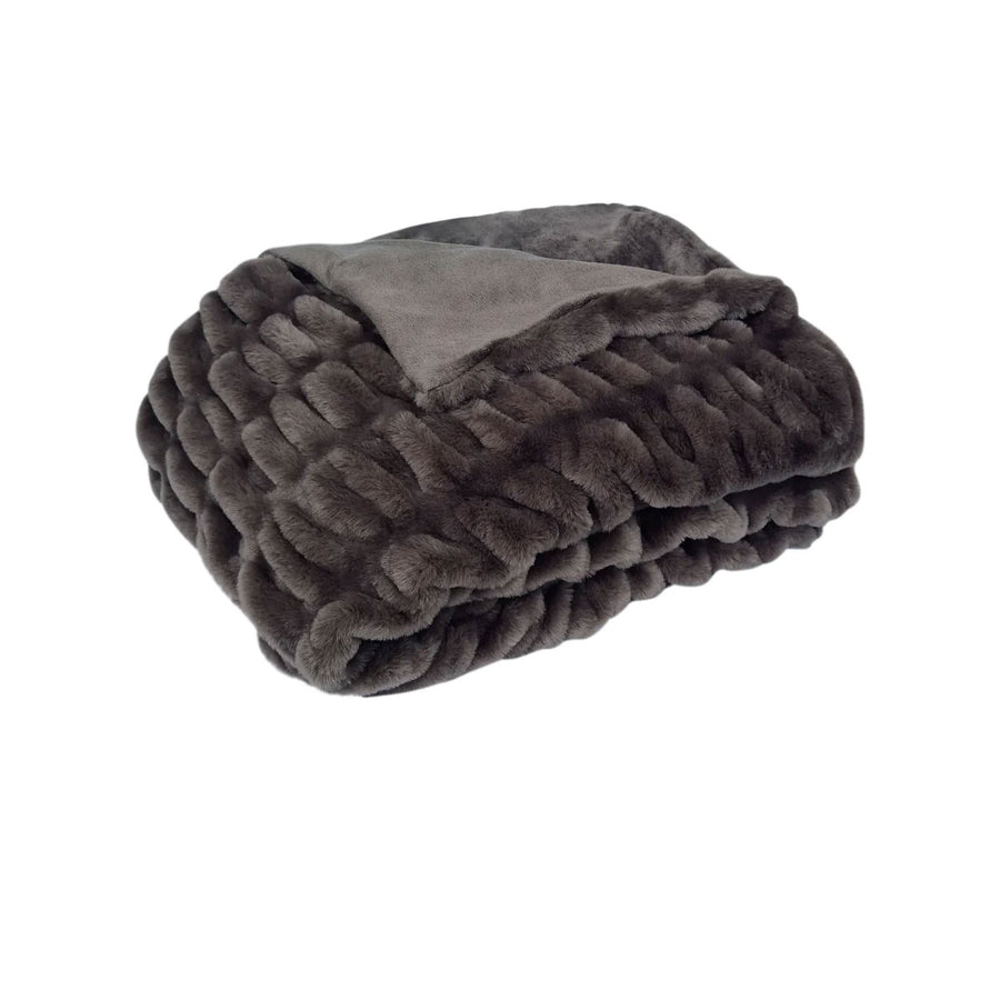 J Elliot Home Skyler Faux Fur Throw Rug 130 x 160cm - Chocolate, Machine Washable - SuperSaverAU - view 1