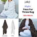 J Elliot Home Skyler Faux Fur Throw Rug 130 x 160cm - Ivory, Machine Washable - SuperSaverAU - view 2