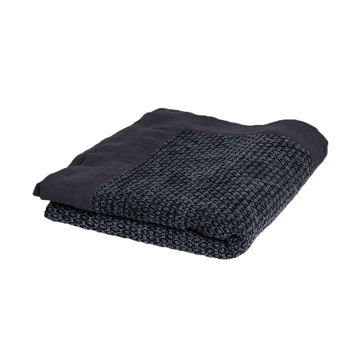 J.elliot Cotton Jacquard Throw Rug 125 x 150 cm - Geometric Design, Charcoal - SuperSaverAU - view 1