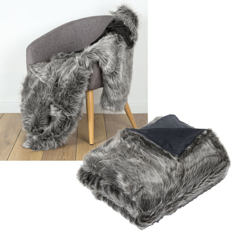 IDC Homewares Luxury Faux Fur Throw Grey Wolf 125 x 150cm - SuperSaverAU - view 1