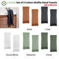 J Elliot Home 400GSM Camila Set of 2 Cotton Waffle Hand Towels 45 x 65 cm Coal - SuperSaverAU - view 2