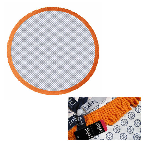 J.Elliot Home Koel Round Cotton Turkish Towel 150cm Diameter Navy/Orange - SuperSaverAU - view 1