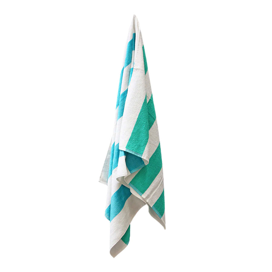 J Elliot Home 400GSM Premium Cotton Reversible Striped Beach Towel 76 x 152 cm Aqua Teal - SuperSaverAU - view 1