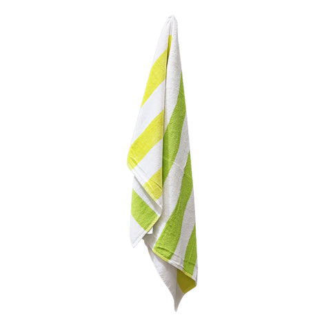 J Elliot Home 400GSM Premium Cotton Reversible Striped Beach Towel 76 x 152 cm Lime Green - SuperSaverAU - view 1