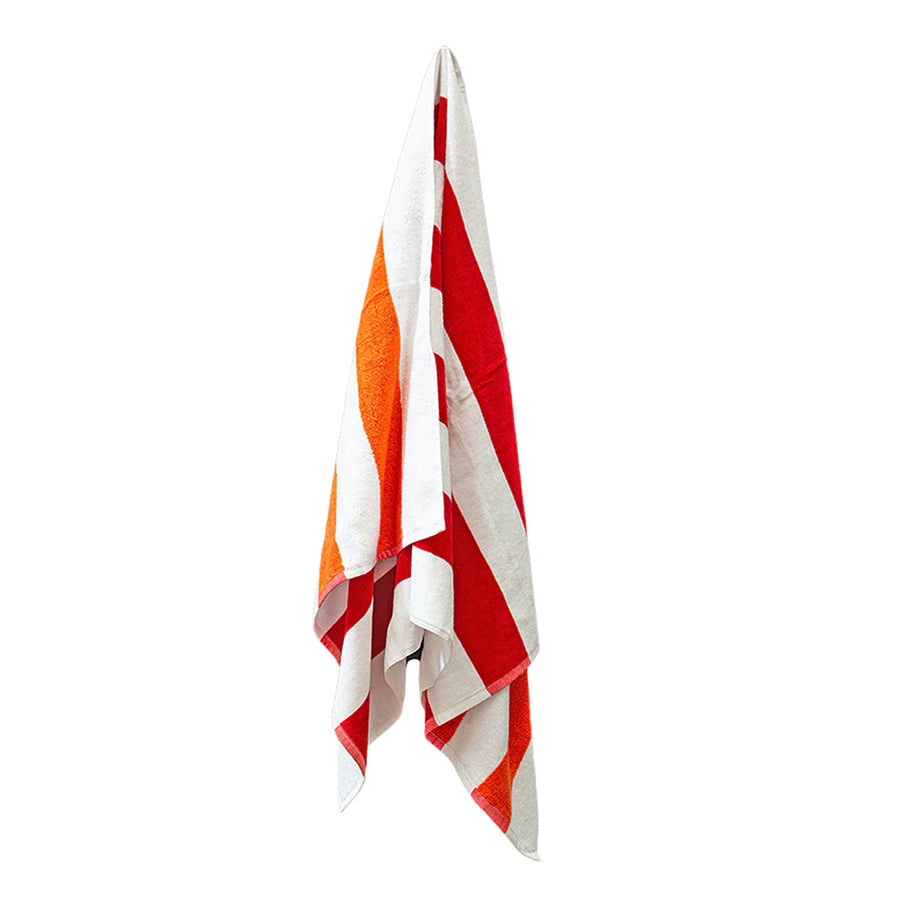 J Elliot Home 400GSM Premium Cotton Reversible Striped Beach Towel 76 x 152 cm Red Orange - SuperSaverAU - view 1