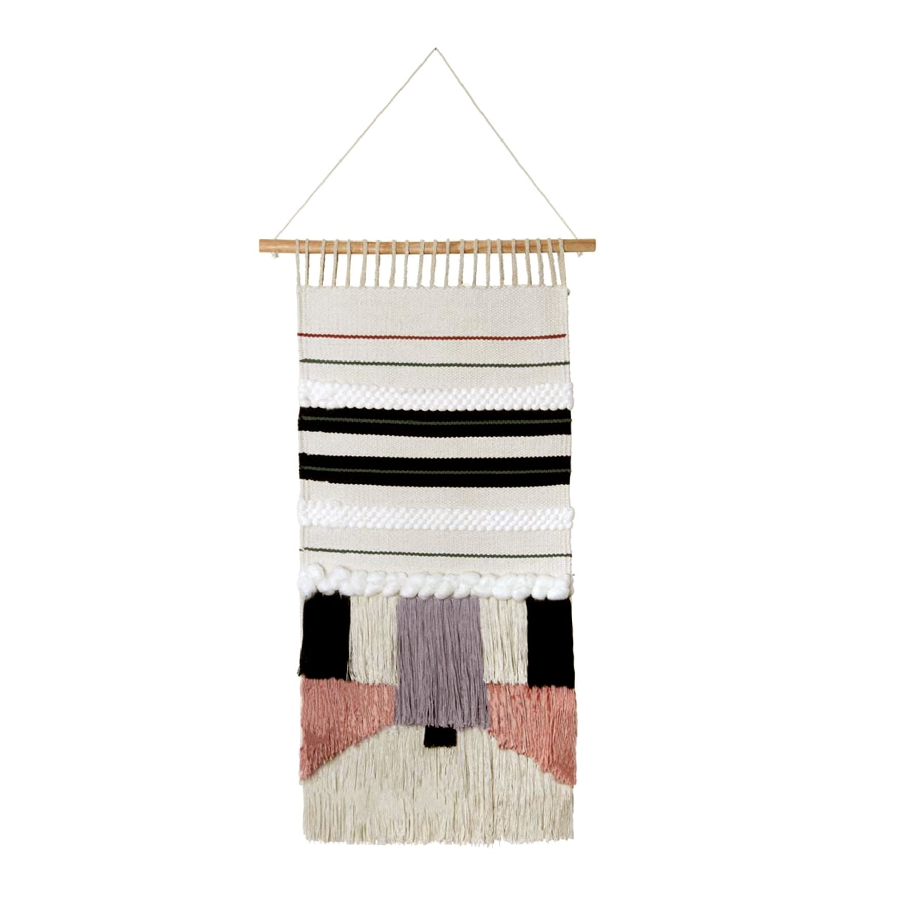 J.Elliot Wall Hanging Woven Cotton Knitted Design 45 x 75 cm Natural Black Grey - SuperSaverAU - view 1