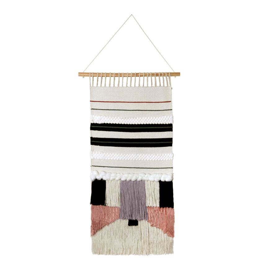 J.Elliot Wall Hanging Woven Cotton Knitted Design 45 x 75 cm Natural Black Grey - SuperSaverAU - view 1