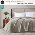 Ardor Teddy Natural Ultra Soft Fleece Blanket – Queen 240 x 245cm