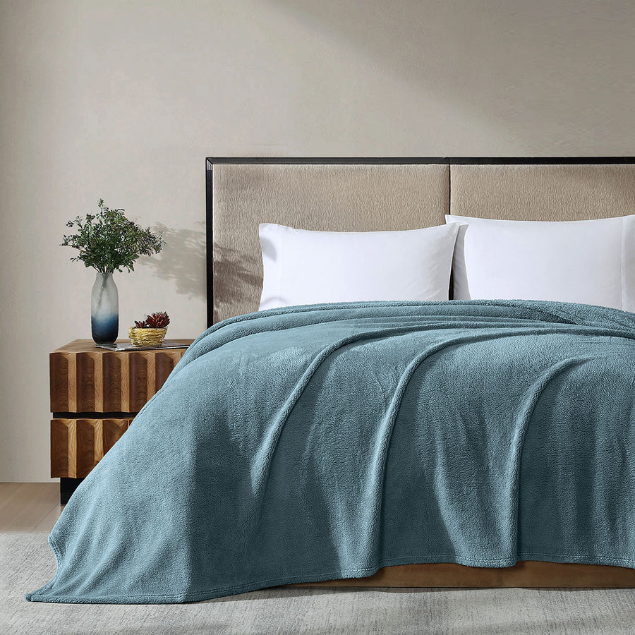 Ardor Teddy Sea Mist Ultra Soft Fleece Blanket – Queen 240 x 245cm
