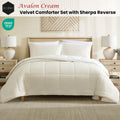 Ardor Avalon Cream Velvet Comforter Set – Cream Sherpa Reverse Queen/King 3 Piece
