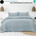 Ardor Comforter Set 3 Pcs Embroidered Queen/King - Subtle Marle Print Design - SuperSaverAU - view 1