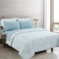 Ardor Bayview Blue 7 Pcs Bed-In-A-Bag Comforter Set with Sheet Set Queen - Palm Print Design - SuperSaverAU - view 1