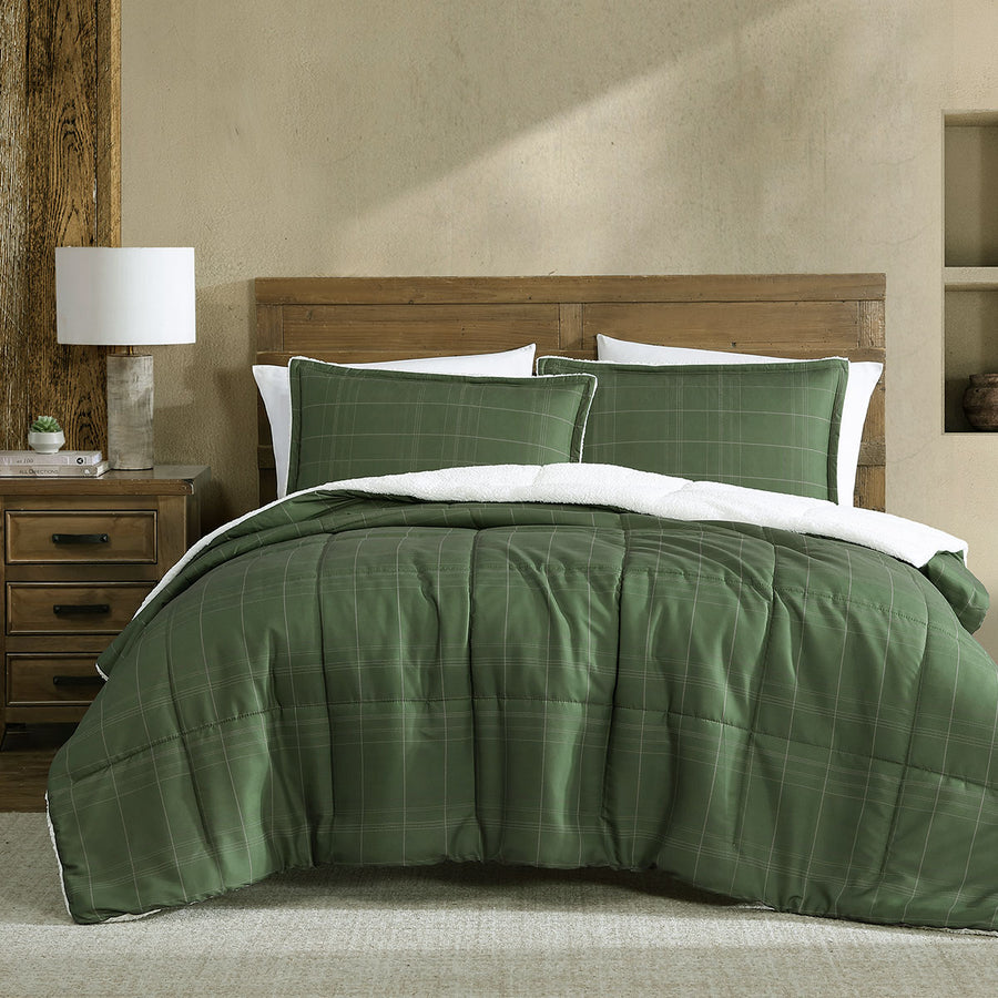 Ardor Cammy Deep Khaki Sherpa Reverse Comforter Set – Queen/King 3 Piece