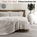 Ardor Faux Fur Bear 3 Piece Comforter Set Single/Double - Soft Sherpa Reverse - SuperSaverAU - view 1