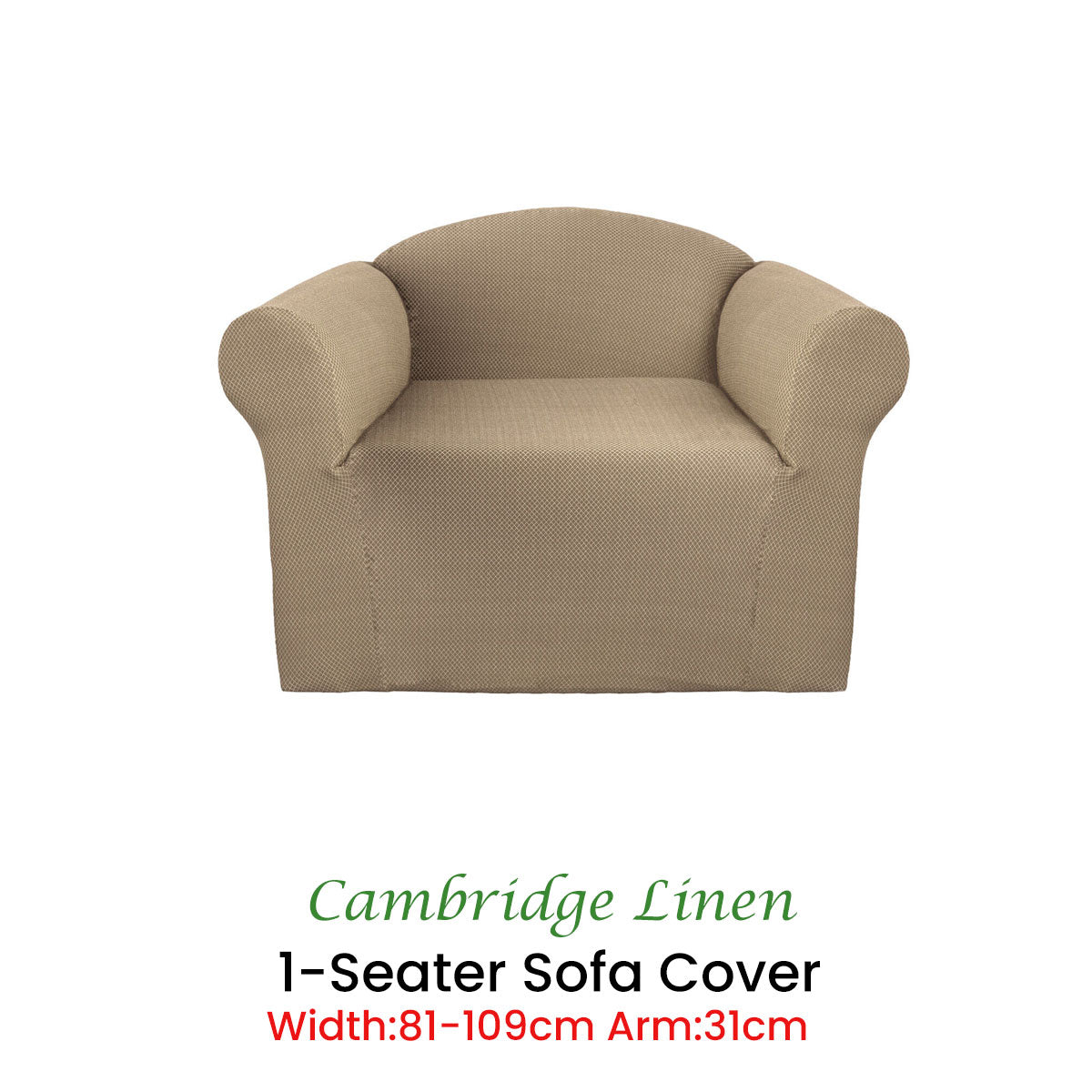 Elan Couch Cover Linen One Seater Extra-Stretch with Diamond Pattern