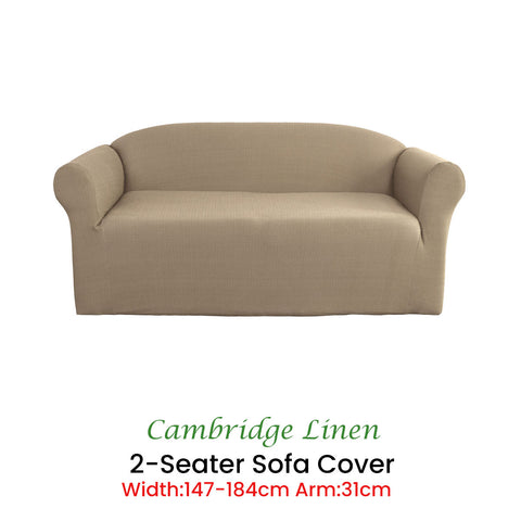 Elan Couch Cover Linen Two Seater Extra-Stretch with Diamond Pattern - SuperSaverAU - view 2