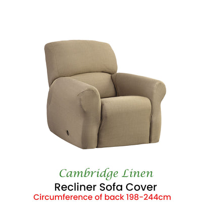 Elan Cambridge Extra-Stretch Couch Cover - Linen for One Seater Recliner