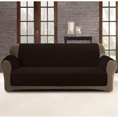 Custom Fit Sofa Cover Protector for Two Seater - Chocolate