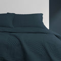 Ardor Finley Navy 3 Pcs Quilted Coverlet Set Queen/King - Geometric Design - SuperSaverAU - view 3