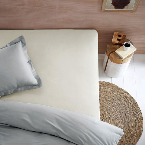 Essentially Home Living Polyester Cotton Fitted Sheet 36cm Wall Ivory Single - SuperSaverAU - view 1