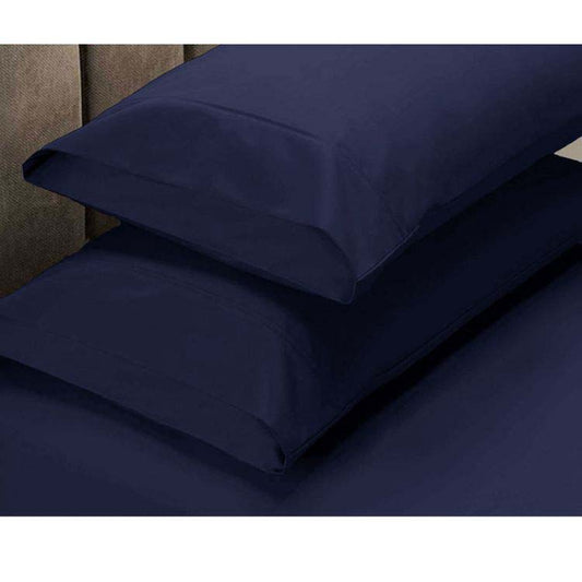 Apartmento King 225TC Basics Polyester Cotton Fitted Sheet + 2 Pillowcases Navy