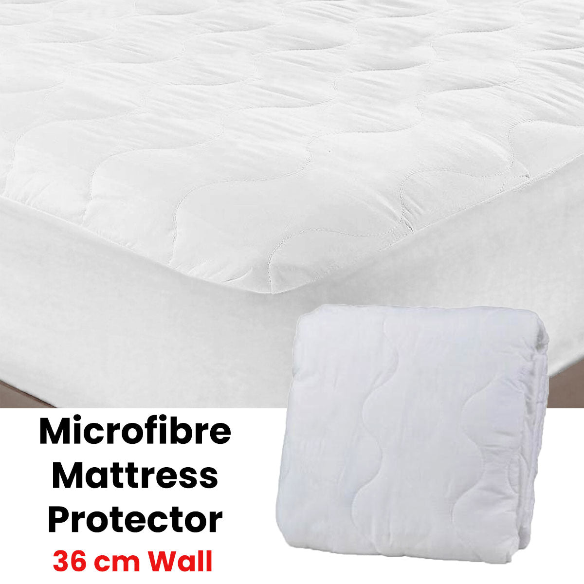 Essentially Home Living Microfibre Quilted Fitted Mattress Protector - DOUBLE - SuperSaverAU - view 2