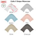 Algodon 300TC Cotton V Shape Pillowcase - Silver, Solid Colour Design - SuperSaverAU - view 2