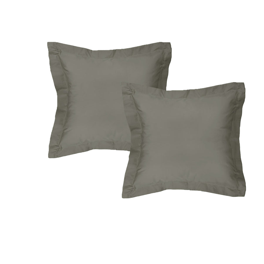 Algodon 300TC Cotton European Pillowcases 65 x 65 cm - Charcoal, Solid Colour Design - SuperSaverAU - view 1