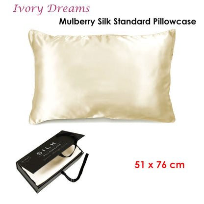 Ardor Mulberry Silk Standard Pillowcase 51 x 76 cm - Ivory Dreams, Solid Colour